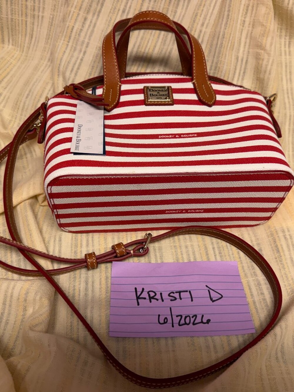 Dooney & Bourke Sullivan Ruby Bag Red/White Stripe NWT